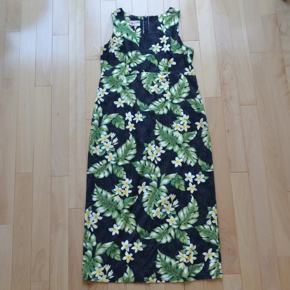 Hawaiian Original Tropical Maxi Dress Fern Floral Size 18